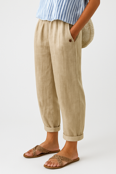 Isabella | Casual dames broek met zakken en omslag