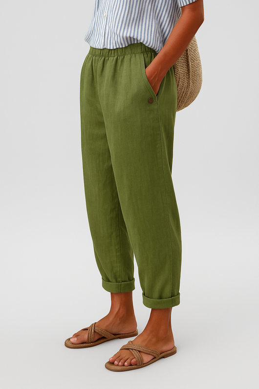 Isabella | Casual dames broek met zakken en omslag