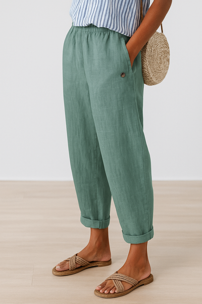 Isabella | Casual dames broek met zakken en omslag