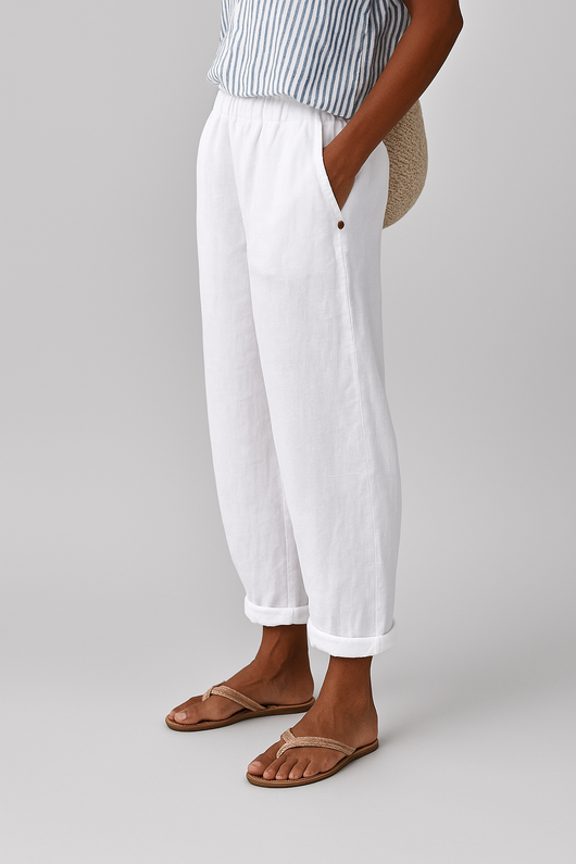 Isabella | Casual dames broek met zakken en omslag