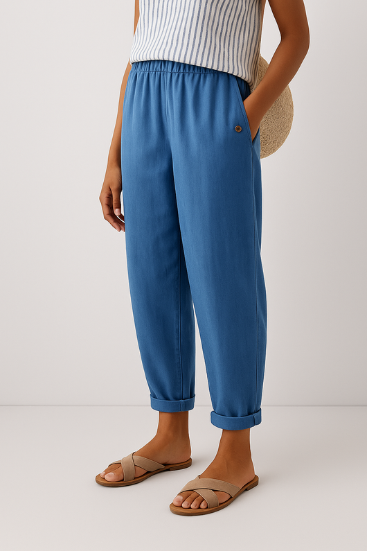Isabella | Casual dames broek met zakken en omslag
