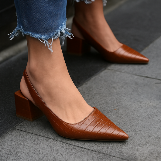 Bettina | Dames schoenen met spitse neus en blokhak