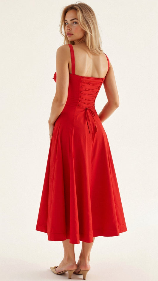 Lydia | Dames corsetmidijurk met vloeiende rok