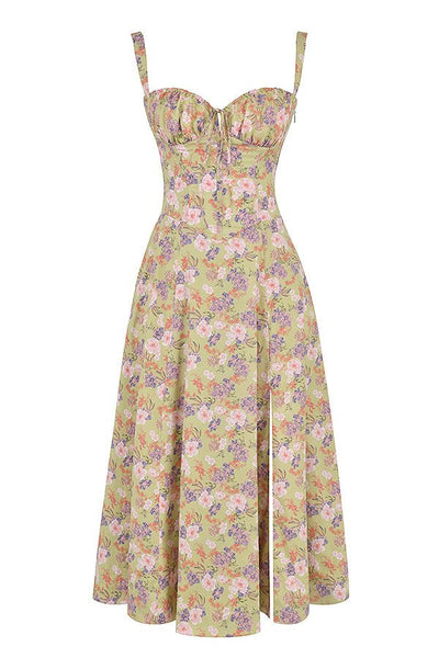Lydia | Dames corsetmidijurk met vloeiende rok