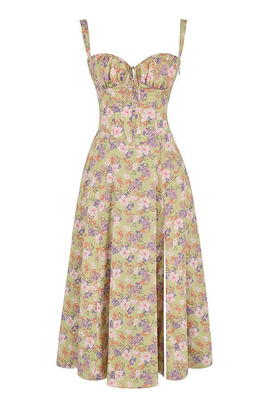 Lydia | Dames corsetmidijurk met vloeiende rok