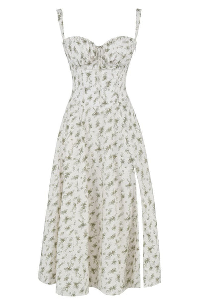Lydia | Dames corsetmidijurk met vloeiende rok