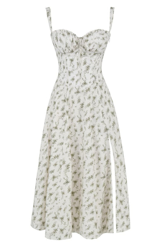 Lydia | Dames corsetmidijurk met vloeiende rok