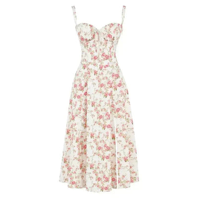 Lydia | Dames corsetmidijurk met vloeiende rok