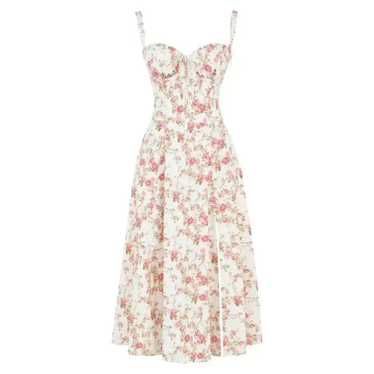 Lydia | Dames corsetmidijurk met vloeiende rok