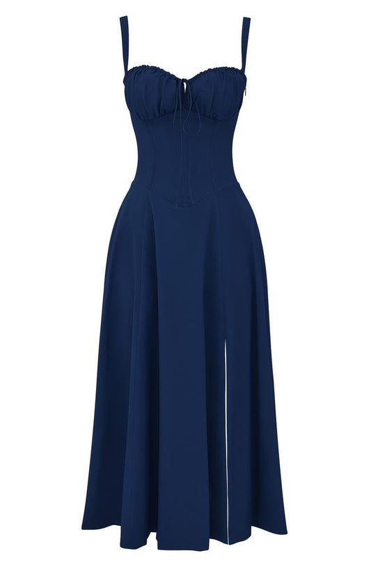 Lydia | Dames corsetmidijurk met vloeiende rok