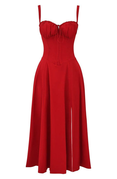 Lydia | Dames corsetmidijurk met vloeiende rok
