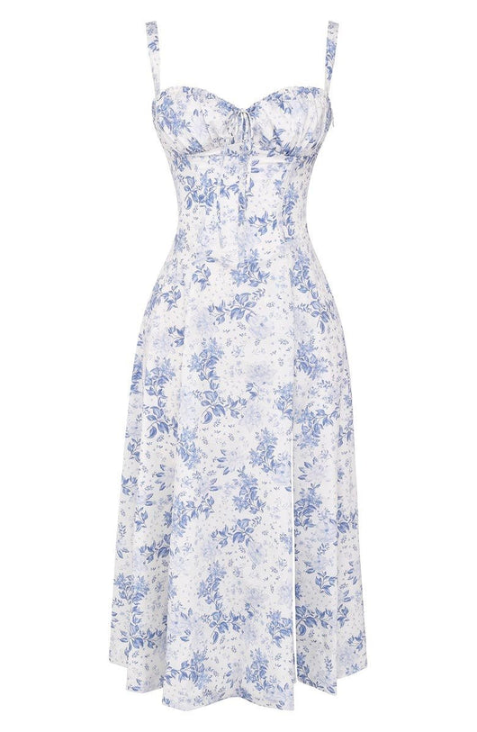 Lydia | Dames corsetmidijurk met vloeiende rok