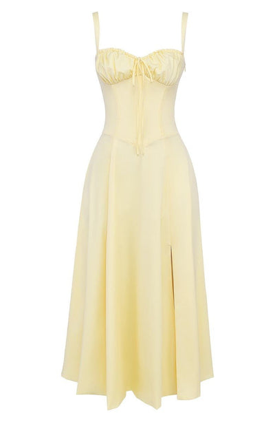 Lydia | Dames corsetmidijurk met vloeiende rok