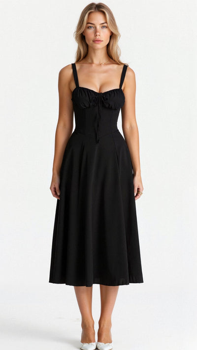 Lydia | Dames corsetmidijurk met vloeiende rok