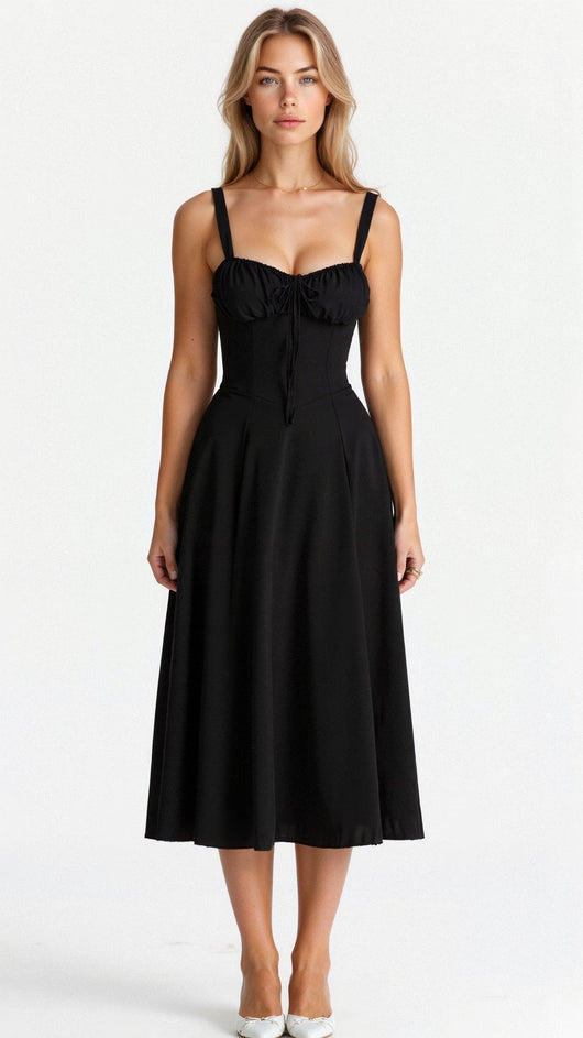 Lydia | Dames corsetmidijurk met vloeiende rok