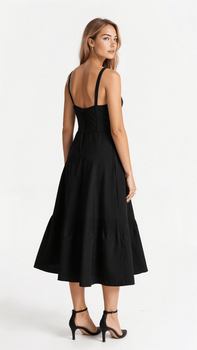 Lydia | Dames corsetmidijurk met vloeiende rok