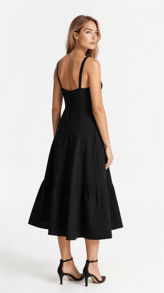 Lydia | Dames corsetmidijurk met vloeiende rok