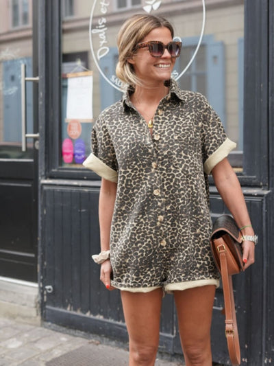 Emma | Casual dames playsuit met luipaardprint