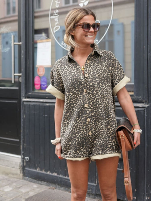 Emma | Casual dames playsuit met luipaardprint