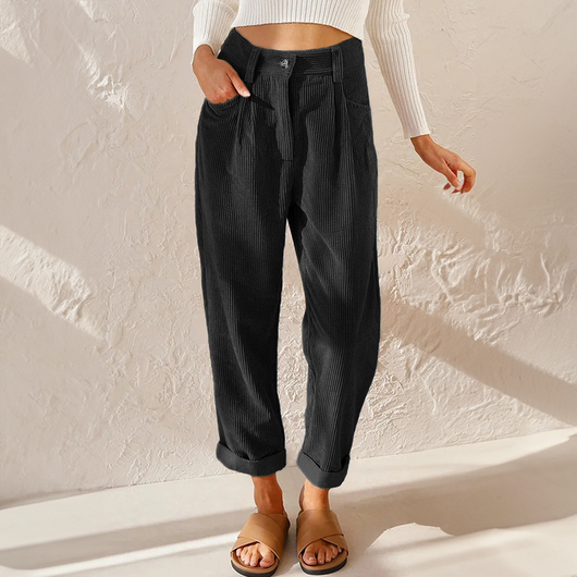Stefanie | Dames broek met hoge taille en wijde pijp