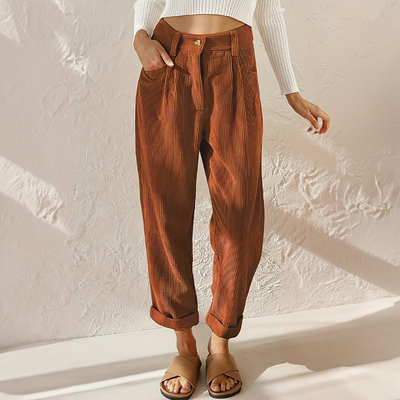 Stefanie | Dames broek met hoge taille en wijde pijp