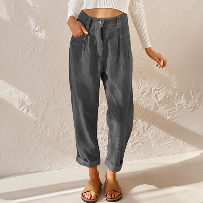 Kerstin | Dames zomerbroek met hoge taille en wijde pijp