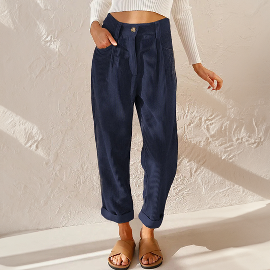 Stefanie | Dames broek met hoge taille en wijde pijp