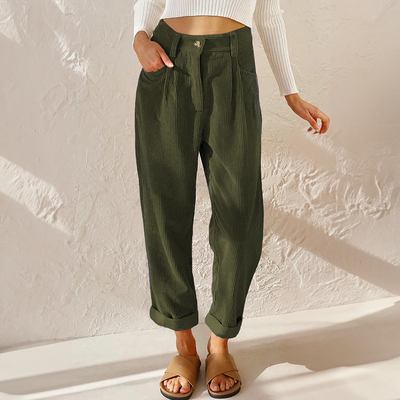 Kerstin | Dames zomerbroek met hoge taille en wijde pijp