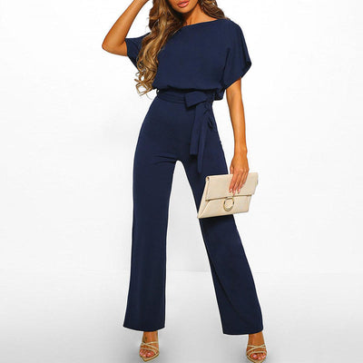 Viola | Casual dames jumpsuit met korte mouwen en ceintuur