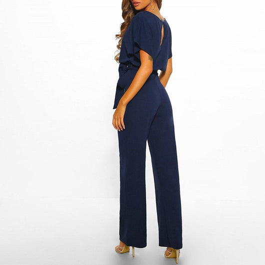 Viola | Casual dames jumpsuit met korte mouwen en ceintuur