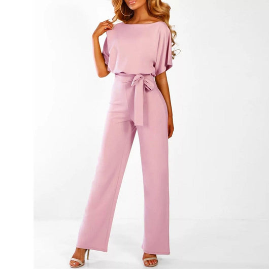 Viola | Casual dames jumpsuit met korte mouwen en ceintuur