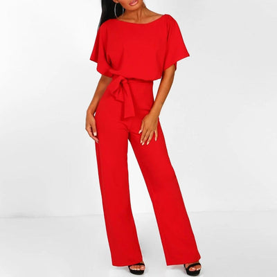 Viola | Casual dames jumpsuit met korte mouwen en ceintuur