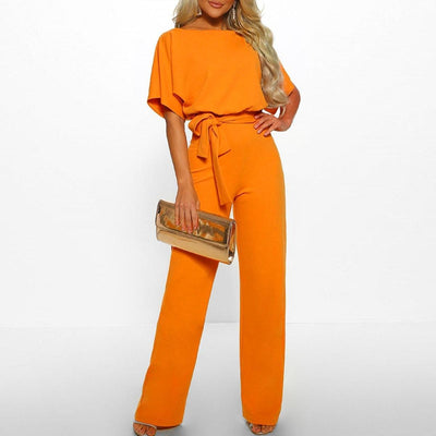 Viola | Casual dames jumpsuit met korte mouwen en ceintuur