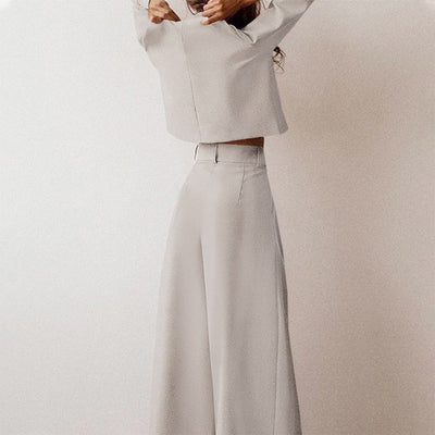 Anja | Dames broekset met crop-top met lange mouwen