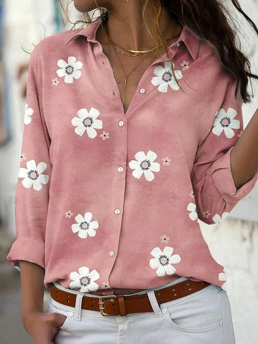 Johanna | Dames bloemenblouse met knoopsluiting en lange mouwen