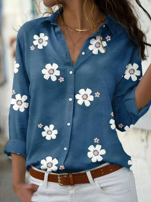 Johanna | Dames bloemenblouse met knoopsluiting en lange mouwen