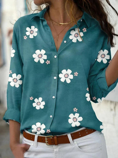 Johanna | Dames bloemenblouse met knoopsluiting en lange mouwen