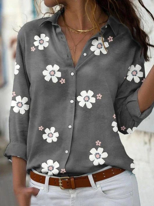 Johanna | Dames bloemenblouse met knoopsluiting en lange mouwen