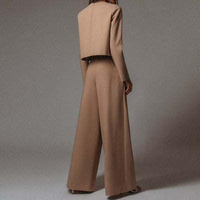 Anja | Dames broekset met crop-top met lange mouwen