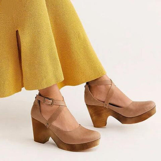 Jacqueline | Dames plateauschoenen met gespbandjes