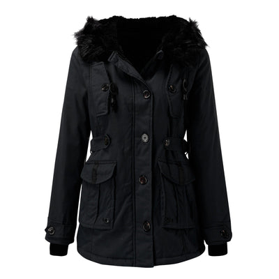 Andrea | Casual warme lange dames winterjas met capuchon