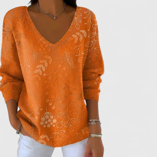 Leonie | Casual damestop met V-hals en bloemenprint