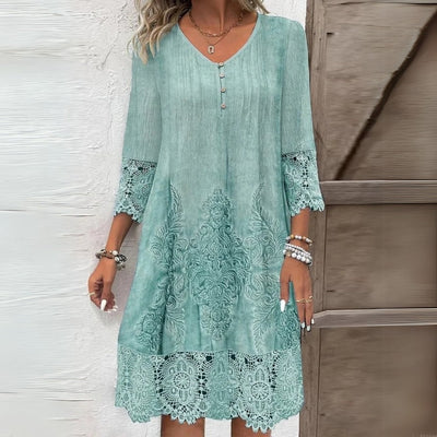 Greta | Dames rechte jurk met vintage kantbies