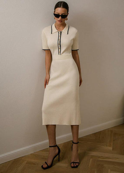 Stefanie | Dames midijurk met polokraag