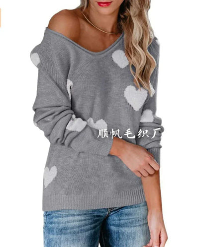 Claudia | Dames kersttrui met hartjesdessin