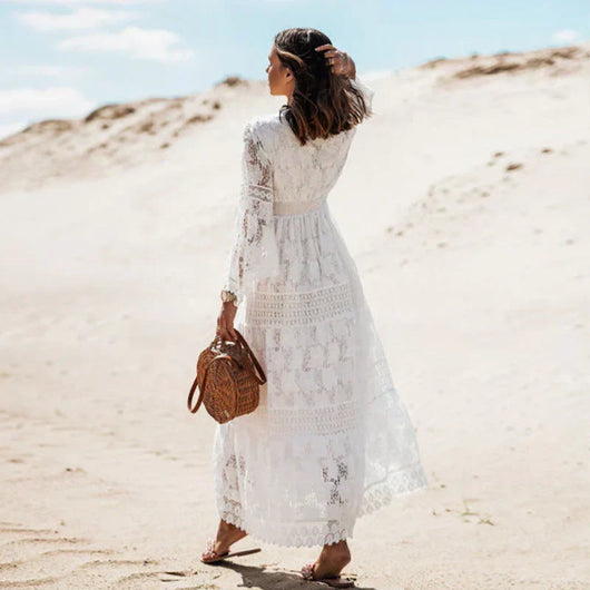 Katharina | Bohemian dames zomermaxijurk met lange mouwen