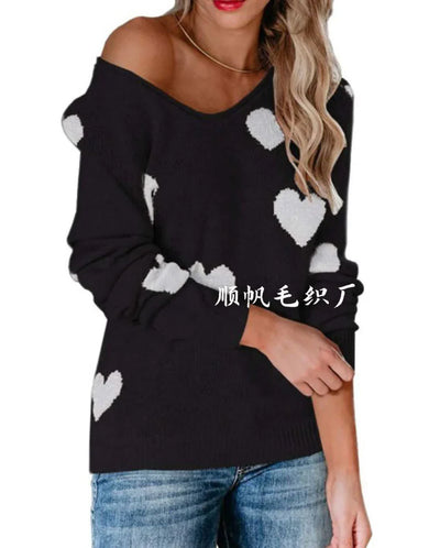 Claudia | Dames kersttrui met hartjesdessin