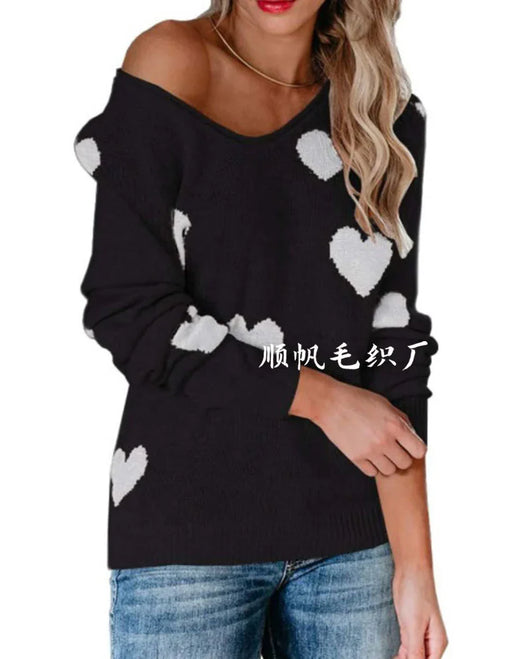 Claudia | Dames kersttrui met hartjesdessin