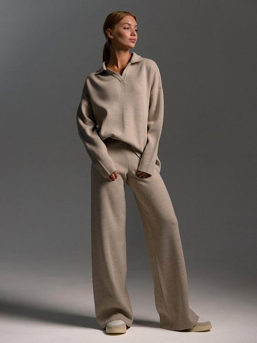 Jacqueline | Dames set met polotrui en wijde broek
