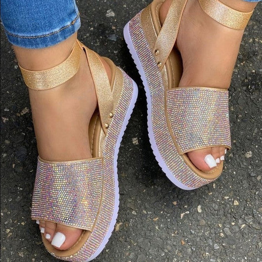Jasmin | Platte dames sandalen met plateauzool en enkelbandje